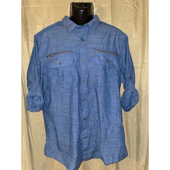Rock & Republic Men’s Chambray Button Up Large Shirt NWT - Picture 1 of 6